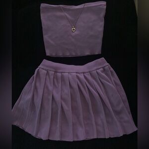 2 piece crop top mini skirt set